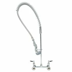T&S Brass And Bronze Works T&S B-0133 EasyInstall Wall Mounted 34 1/2" High Pre-Rinse Faucet With Adjustable 8" Centers, 1.15 GPM Spray Valve, And 44" Hose -T&S Brass-shop 1020973