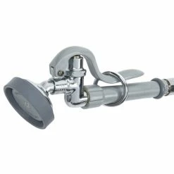 T&S Brass And Bronze Works T&S B-0175 Wall Mounted Pre-Rinse Faucet With Adjustable 8" Centers, Angled Spray Valve, 104" Hose, 12" Add-On Faucet, 90 Degree Swivel Adapter, And Wall Hook -T&S Brass-shop 1021623