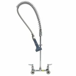 T&S Brass And Bronze Works T&S B-0133-08C EasyInstall Wall Mounted 33 1/4" High Pre-Rinse Faucet With Adjustable 8" Centers, Ergonomic Low Flow Spray Valve, And 44" Hose -T&S Brass-shop 1023162
