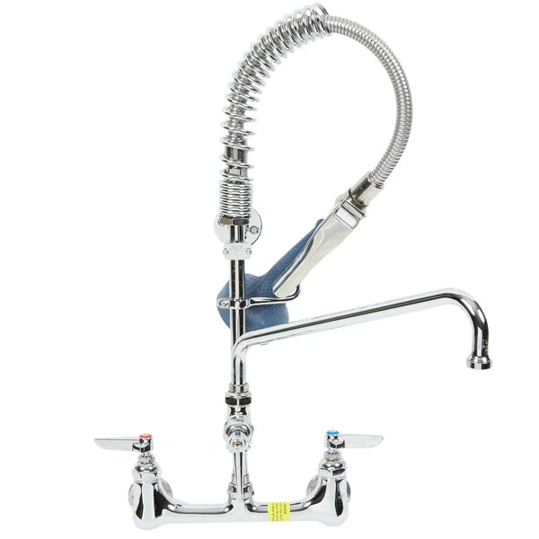 T&S Brass And Bronze Works T&S MPR-8WLN-12 EasyInstall Wall Mounted 22 1/8" High Mini Pre-Rinse Faucet With Adjustable 8" Centers, 1.07 GPM Ergonomic Spray Valve, 24" Hose, 12" Add-On Faucet, And 6" Wall Bracket 2 T&S Brass And Bronze Works T&S MPR-8WLN-12 EasyInstall Wall Mounted 22 1/8" High Mini Pre-Rinse Faucet With Adjustable 8" Centers, 1.07 GPM Ergonomic Spray Valve, 24" Hose, 12" Add-On Faucet, And 6" Wall Bracket - Image 2