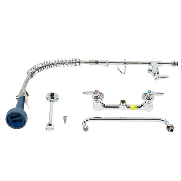 T&S Brass And Bronze Works T&S MPR-8WLN-12 EasyInstall Wall Mounted 22 1/8" High Mini Pre-Rinse Faucet With Adjustable 8" Centers, 1.07 GPM Ergonomic Spray Valve, 24" Hose, 12" Add-On Faucet, And 6" Wall Bracket 4 T&S Brass And Bronze Works T&S MPR-8WLN-12 EasyInstall Wall Mounted 22 1/8" High Mini Pre-Rinse Faucet With Adjustable 8" Centers, 1.07 GPM Ergonomic Spray Valve, 24" Hose, 12" Add-On Faucet, And 6" Wall Bracket - Image 4