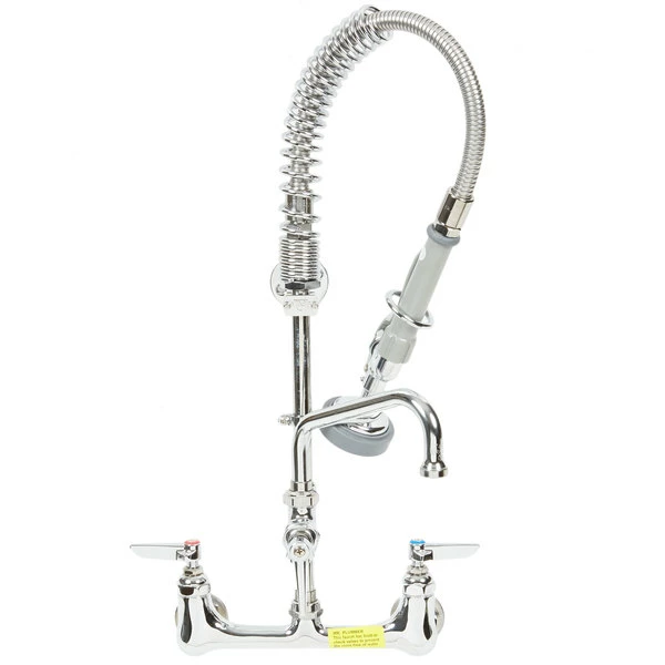 T&S Brass And Bronze Works T&S MPZ-8WLN-06 EasyInstall Wall Mounted 22 1/8" High Mini Pre-Rinse Faucet With Adjustable 8" Centers, 1.15 GPM Spray Valve, 24" Hose, 6" Add-On Faucet, And 6" Wall Bracket 2 T&S Brass And Bronze Works T&S MPZ-8WLN-06 EasyInstall Wall Mounted 22 1/8" High Mini Pre-Rinse Faucet With Adjustable 8" Centers, 1.15 GPM Spray Valve, 24" Hose, 6" Add-On Faucet, And 6" Wall Bracket - Image 2