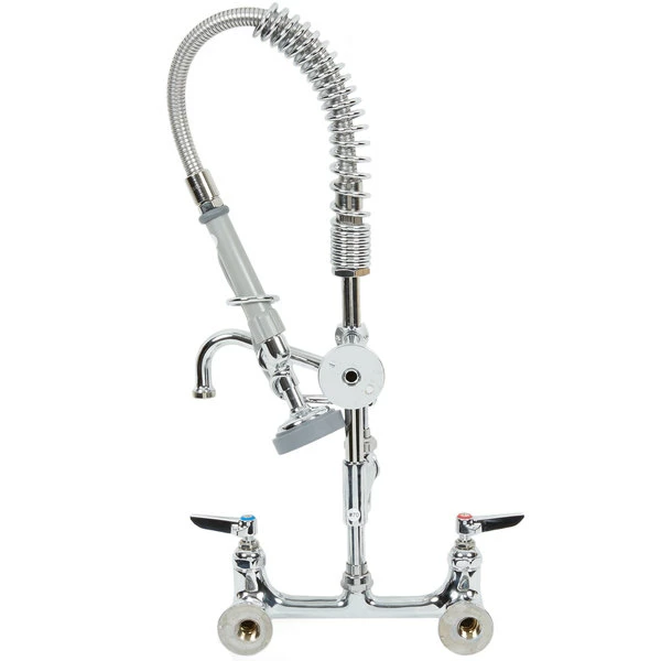 T&S Brass And Bronze Works T&S MPZ-8WLN-06 EasyInstall Wall Mounted 22 1/8" High Mini Pre-Rinse Faucet With Adjustable 8" Centers, 1.15 GPM Spray Valve, 24" Hose, 6" Add-On Faucet, And 6" Wall Bracket 3 T&S Brass And Bronze Works T&S MPZ-8WLN-06 EasyInstall Wall Mounted 22 1/8" High Mini Pre-Rinse Faucet With Adjustable 8" Centers, 1.15 GPM Spray Valve, 24" Hose, 6" Add-On Faucet, And 6" Wall Bracket - Image 3