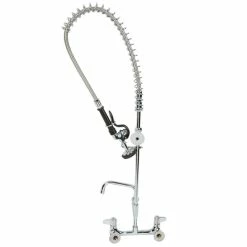 T&S Brass And Bronze Works Equip By T&S 5PR-8W06 Wall Mounted 35 3/4" High Pre-Rinse Faucet With 8" Adjustable Centers, 44" Hose, 6" Add-On Faucet, And 6" Wall Bracket -T&S Brass-shop 1033368