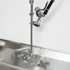T&S Brass And Bronze Works Equip By T&S 5PR-8W08 Wall Mounted 35 3/4" High Pre-Rinse Faucet With 8" Adjustable Centers, 44" Hose, 8" Add-On Faucet, And 6" Wall Bracket