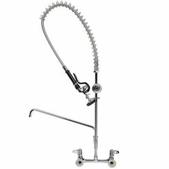 T&S Brass And Bronze Works Equip By T&S 5PR-8W18 Wall Mounted 42 1/2" High Pre-Rinse Faucet With 8" Adjustable Centers, 44" Hose, 18" Add-On Faucet, And 6" Wall Bracket -T&S Brass-shop 1044144