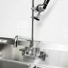 T&S Brass And Bronze Works Equip By T&S 5PR-8W18 Wall Mounted 42 1/2" High Pre-Rinse Faucet With 8" Adjustable Centers, 44" Hose, 18" Add-On Faucet, And 6" Wall Bracket