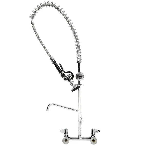 T&S Brass And Bronze Works Equip By T&S 5PR-8W10 Wall Mounted 42 1/2" High Pre-Rinse Faucet With 8" Adjustable Centers, 44" Hose, 10" Add-On Faucet, And 6" Wall Bracket 4 T&S Brass And Bronze Works Equip By T&S 5PR-8W10 Wall Mounted 42 1/2" High Pre-Rinse Faucet With 8" Adjustable Centers, 44" Hose, 10" Add-On Faucet, And 6" Wall Bracket - Image 4