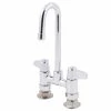 T&S Brass And Bronze Works Equip By T&S 5F-4DLX03 Deck Mounted Faucet With 2 13/16" Gooseneck Spout, 4" Centers, Laminar Flow Device, And Lever Handles