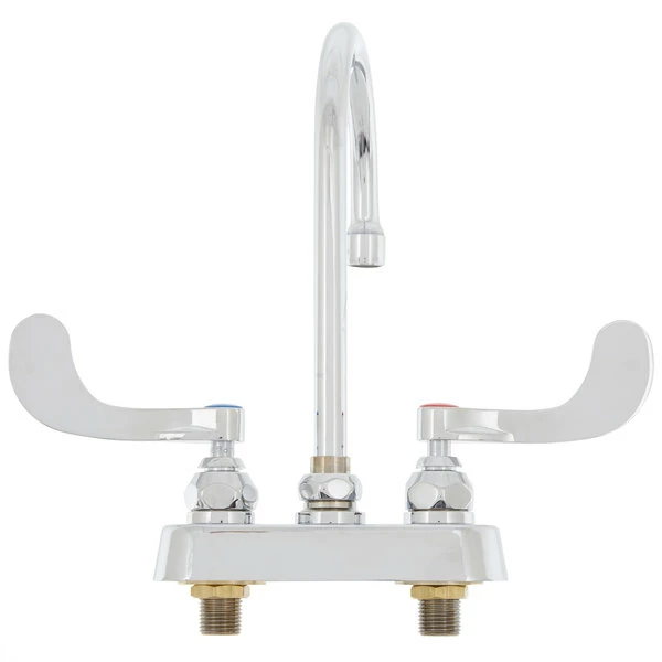 T&S Brass And Bronze Works T&S B-1141-04 Deck Mount Workboard Faucet With 4" Centers, 5 3/4" Gooseneck Spout, 4" Wrist Action Handles, Escutcheon, And Tailpieces 4 T&S Brass And Bronze Works T&S B-1141-04 Deck Mount Workboard Faucet With 4" Centers, 5 3/4" Gooseneck Spout, 4" Wrist Action Handles, Escutcheon, And Tailpieces - Image 4