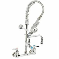 T&S Brass And Bronze Works T&S MPY-8WLN-08 EasyInstall Wall Mounted 22 1/4" High Mini Pre-Rinse Faucet With Adjustable 8" Centers, Low Flow Spray Valve, 24" Hose, 8" Add-On Faucet, And 6" Wall Bracket -T&S Brass-shop 1216639