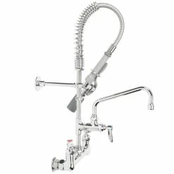 T&S Brass And Bronze Works T&S MPY-8WLN-08 EasyInstall Wall Mounted 22 1/4" High Mini Pre-Rinse Faucet With Adjustable 8" Centers, Low Flow Spray Valve, 24" Hose, 8" Add-On Faucet, And 6" Wall Bracket -T&S Brass-shop 1216640