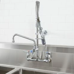 T&S Brass And Bronze Works T&S MPY-8WLN-08 EasyInstall Wall Mounted 22 1/4" High Mini Pre-Rinse Faucet With Adjustable 8" Centers, Low Flow Spray Valve, 24" Hose, 8" Add-On Faucet, And 6" Wall Bracket