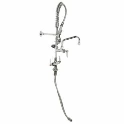 T&S Brass And Bronze Works T&S MPZ-2DLN-06-CR EasyInstall Deck Mounted 24 13/16" High Mini Pre-Rinse Faucet With Flex Inlets, 24" Hose, 6" Add-On Faucet, And 6" Wall Bracket -T&S Brass-shop 1217413