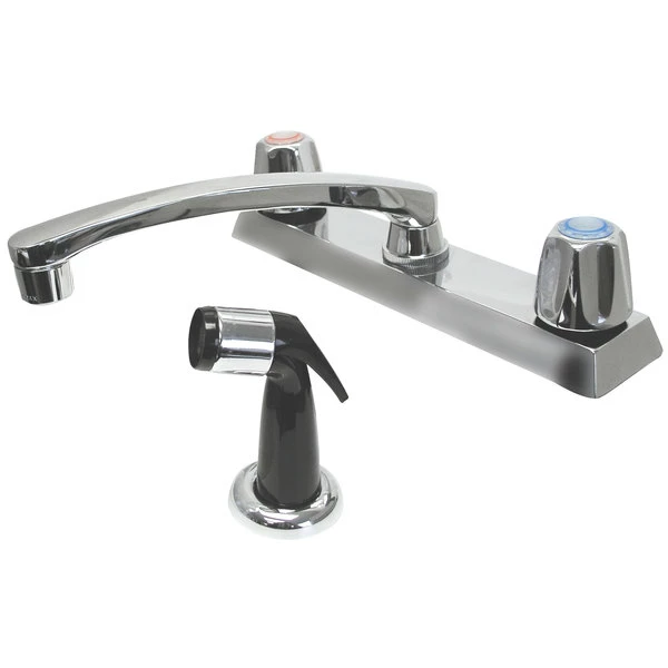 Advance Tabco K-58 Deck Mounted Faucet With 8" Swing Spout, 8" Centers, 2 GPM Aerator, Side Spray, And Canopy Handles 1 Advance Tabco K-58 Deck Mounted Faucet With 8" Swing Spout, 8" Centers, 2 GPM Aerator, Side Spray, And Canopy Handles
