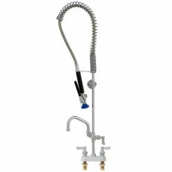 Fisher 30104 Deck Mounted Pre-Rinse Faucet With 4" Centers, 14" Add-On Faucet, Inline Vacuum Breaker, And Wall Bracket