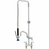 Fisher 50768 Deck Mounted Pre-Rinse Faucet With 4" Centers, Swivel Arm, 6" Add-On Faucet, And Wall Bracket