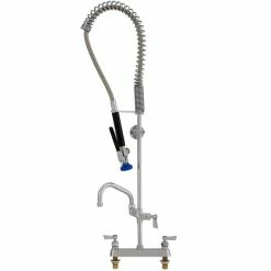 Fisher 30007 Deck Mounted Pre-Rinse Faucet With 8" Centers, 10" Add-On Faucet, Inline Vacuum Breaker, And Wall Bracket