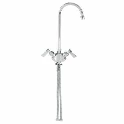 Fisher 3126 Deck Mounted Faucet With Flex Inlets, 3 1/2" Rigid Gooseneck Nozzle, 2.2 GPM Aerator, And Lever Handles