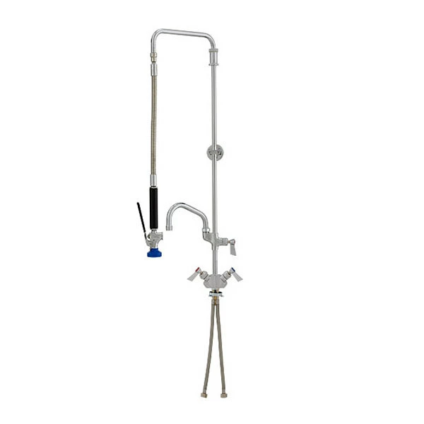 Fisher 50687 Deck Mounted Pre-Rinse Faucet With Flex Inlets, Swivel Arm, 16" Add-On Faucet, And Wall Bracket 1 Fisher 50687 Deck Mounted Pre-Rinse Faucet With Flex Inlets, Swivel Arm, 16" Add-On Faucet, And Wall Bracket