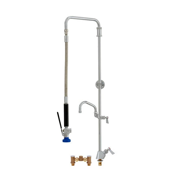 Fisher 50830 Deck Mounted Pre-Rinse Faucet With Temperature Control Valve, Swivel Arm, 8" Add-On Faucet, And Wall Bracket 1 Fisher 50830 Deck Mounted Pre-Rinse Faucet With Temperature Control Valve, Swivel Arm, 8" Add-On Faucet, And Wall Bracket