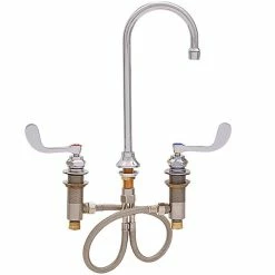 Fisher 98655 Deck Mounted Faucet With Widelength Deck, 3 1/2" Rigid Gooseneck Nozzle, 2.2 GPM Aerator, And Wrist Handles