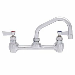 Fisher 13277 Backsplash Mounted Faucet With 8" Centers, 14" Swing Nozzle, 2.2 GPM Aerator, And Lever Handles