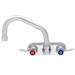 Fisher 3613 Backsplash Mounted Faucet With 4" Centers, 12" Swing Nozzle, 2.2 GPM Aerator, And Lever Handles