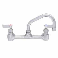 Fisher 3253 Wall Mounted Faucet With 8" Centers, 12" Swing Nozzle, 2.2 GPM Aerator, And Lever Handles