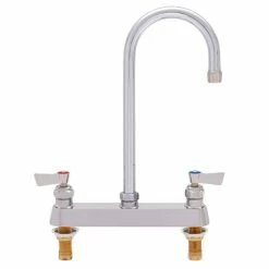 Fisher 3316 Deck Mounted Faucet With 8" Centers, 5 1/2" Rigid Gooseneck Nozzle, 2.2 GPM Aerator, And Lever Handles