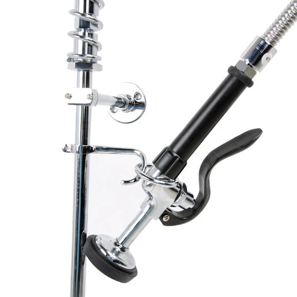 T&S Brass And Bronze Works Equip By T&S 5PR-8D14 Deck Mounted 38 1/4" High Pre-Rinse Faucet With 8" Adjustable Centers, 44" Hose, 14" Add-On Faucet, And 6" Wall Bracket 2 T&S Brass And Bronze Works Equip By T&S 5PR-8D14 Deck Mounted 38 1/4" High Pre-Rinse Faucet With 8" Adjustable Centers, 44" Hose, 14" Add-On Faucet, And 6" Wall Bracket - Image 2