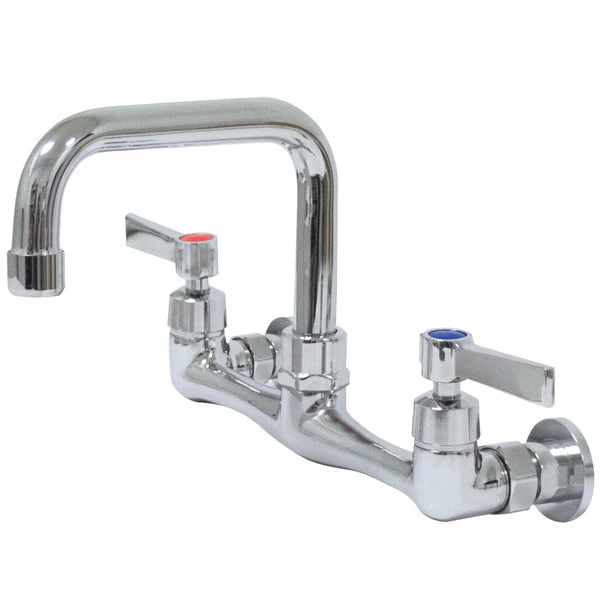 Advance Tabco K-160 6" Wall Mounted D-Style Extended Spout Swivel Faucet With 8" Centers And Lever Handles 1 Advance Tabco K-160 6" Wall Mounted D-Style Extended Spout Swivel Faucet With 8" Centers And Lever Handles