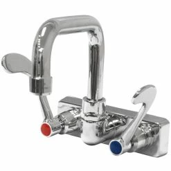 Advance Tabco K-206 6" Wall Mounted Extended Spout Swivel Faucet With 4" Centers And Wrist Handles