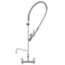 T&S Brass And Bronze Works T&S B-5120-12-BJ EasyInstall Deck Mounted Pre-Rinse Faucet With 8" Centers, 44" Hose, 12" Add-On Faucet, 1.07 GPM Spray Valve, And Eterna Cartridges