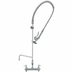 T&S Brass And Bronze Works T&S B-5120-12-CR-B EasyInstall Deck Mounted Pre-Rinse Faucet With 8" Centers, 44" Hose, 12" Add-On Faucet, 1.15 GPM Spray Valve, And Cerama Cartridges
