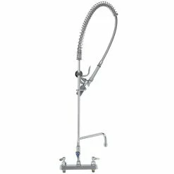 T&S Brass And Bronze Works T&S B-5120-12-CRBJ EasyInstall Deck Mounted Pre-Rinse Faucet With 8" Centers, 44" Hose, 12" Add-On Faucet, 1.07 GPM Spray Valve, And Cerama Cartridges