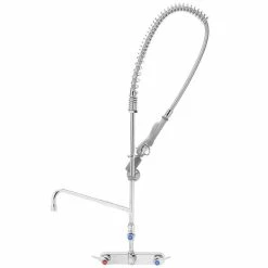 T&S Brass And Bronze Works T&S B-5125-12-BJ EasyInstall Wall Mounted Pre-Rinse Faucet With 8" Centers, 44" Hose, 12" Add-On Faucet, 1.07 GPM Spray Valve, And Eterna Cartridges