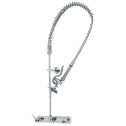 T&S Brass And Bronze Works T&S B-5125-B EasyInstall Wall Mounted Pre-Rinse Faucet With 8" Centers, 44" Hose, 1.15 GPM Spray Valve, And Eterna Cartridges