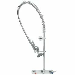 T&S Brass And Bronze Works T&S B-5125-CR-B EasyInstall Wall Mounted Pre-Rinse Faucet With 8" Centers, 44" Hose, 1.15 GPM Spray Valve, And Cerama Cartridges