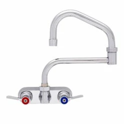 Fisher 62391 Wall Mounted Stainless Steel Faucet With 4" Centers, 13" Double-Jointed Swing Nozzle, 2.2 GPM Aerator, And Lever Handles