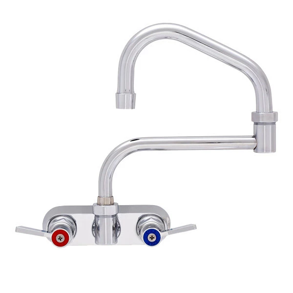 Fisher 62391 Wall Mounted Stainless Steel Faucet With 4" Centers, 13" Double-Jointed Swing Nozzle, 2.2 GPM Aerator, And Lever Handles 1 Fisher 62391 Wall Mounted Stainless Steel Faucet With 4" Centers, 13" Double-Jointed Swing Nozzle, 2.2 GPM Aerator, And Lever Handles