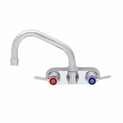 Fisher 62464 Wall Mounted Stainless Steel Faucet With 4" Centers, 6" Swing Nozzle, 2.2 GPM Aerator, And Lever Handles