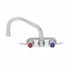 Fisher 62049 Backsplash Mounted Stainless Steel Faucet With 4" Centers, 12" Swing Nozzle, 2.2 GPM Aerator, And Lever Handles