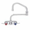 Fisher 62278 Wall Mounted Stainless Steel Faucet With 4" Centers, 15" Double-Jointed Swing Nozzle, 2.2 GPM Aerator, And Lever Handles