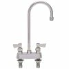 Fisher 53872 Deck Mounted Stainless Steel Faucet With 4" Centers, 3 1/2" Swivel Gooseneck Spout, 2.2 GPM Aerator, And Lever Handles