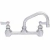 Fisher 53104 Wall Mounted Stainless Steel Faucet With 8" Centers, 6" Swing Nozzle, 2.2 GPM Aerator, And Lever Handles