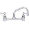 Fisher 53139 Wall Mounted Stainless Steel Faucet With 8" Centers, 12" Swing Nozzle, 2.2 GPM Aerator, And Lever Handles