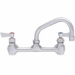 Fisher 53139 Wall Mounted Stainless Steel Faucet With 8" Centers, 12" Swing Nozzle, 2.2 GPM Aerator, And Lever Handles