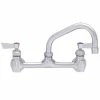 Fisher 60836 Backsplash Mounted Stainless Steel Faucet With 8" Centers, 12" Swing Nozzle, 2.2 GPM Aerator, And Lever Handles