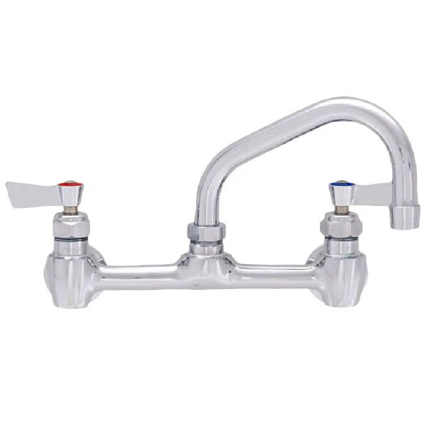 Fisher 60836 Backsplash Mounted Stainless Steel Faucet With 8" Centers, 12" Swing Nozzle, 2.2 GPM Aerator, And Lever Handles 1 Fisher 60836 Backsplash Mounted Stainless Steel Faucet With 8" Centers, 12" Swing Nozzle, 2.2 GPM Aerator, And Lever Handles